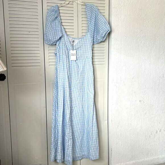 Faithfull The Brand Light Blue Charlize Midi Dress size 12 - Picture 2 of 12